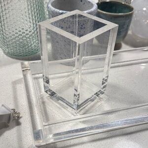 Ultra Clear Acrylic catch all Tray Cup Office Bathroom Closet Sunglasses Jewelry